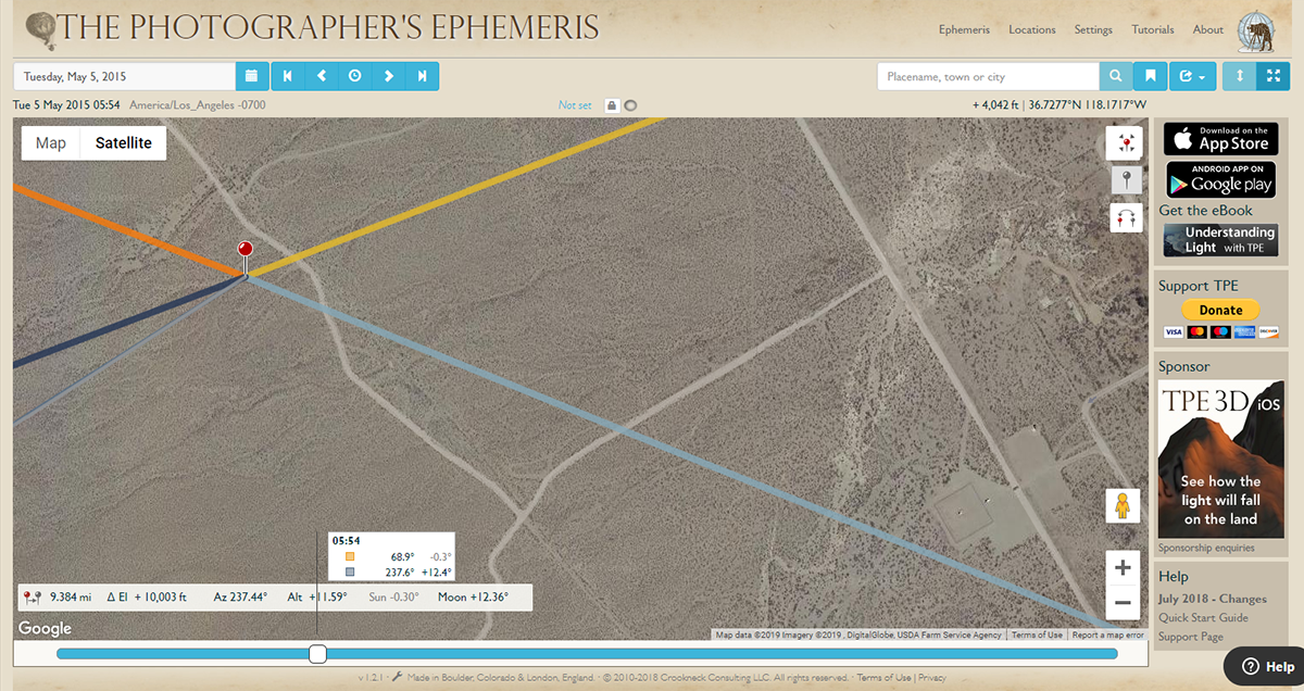 [Image: TPE: Location to Align Mount Williamson with Bottom of Moon on 5 May 2015]