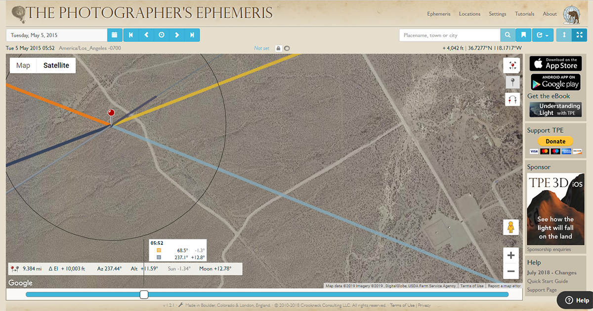 [Image: TPE: Angle between Sunlight and Direction to Mount Williamson]